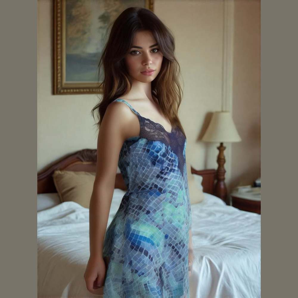 VICTORIA'S Secret Vintage Chemise Heart Label Blue Slip Sz M